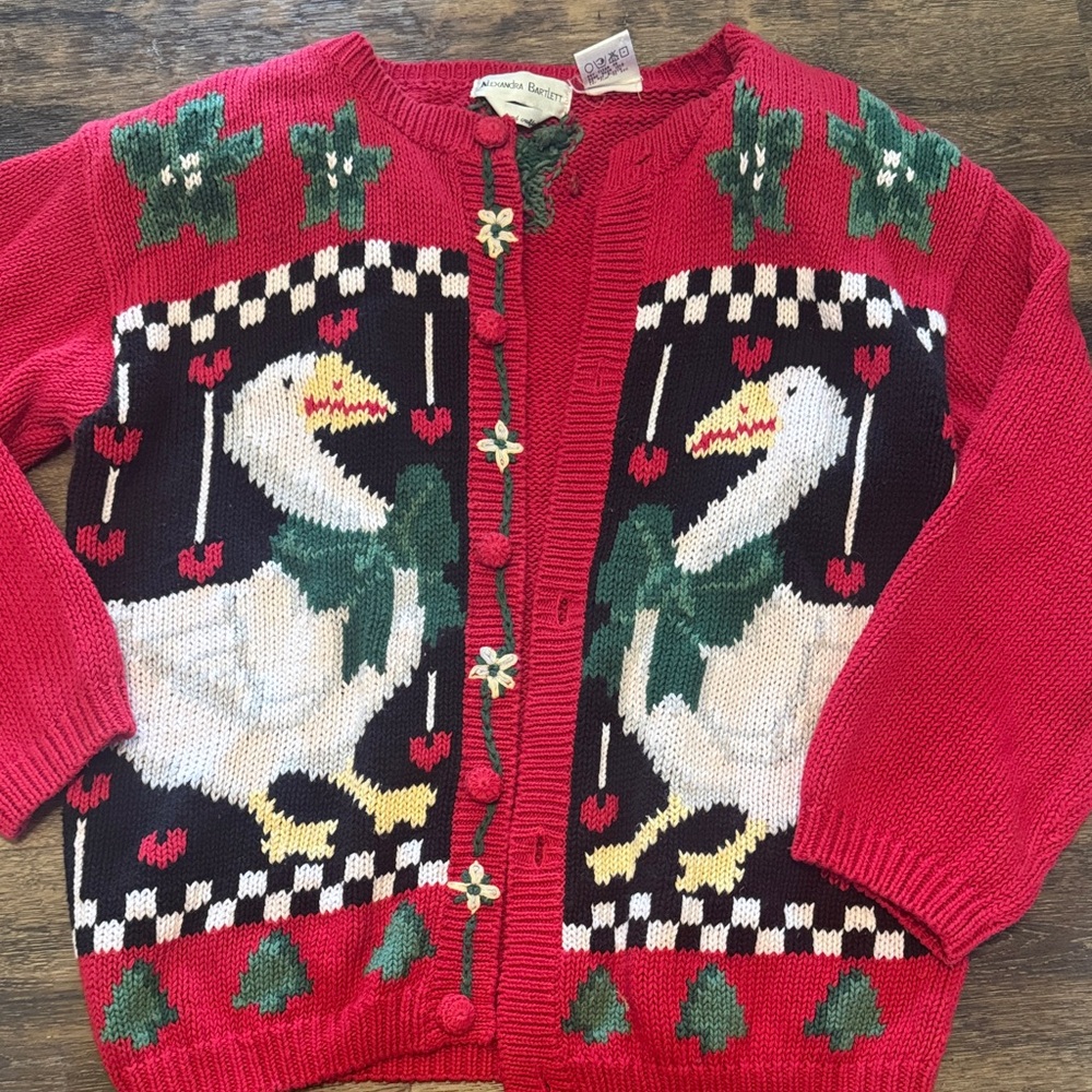 Alexandra Bartlett Red Sweater with Goose Design vintage